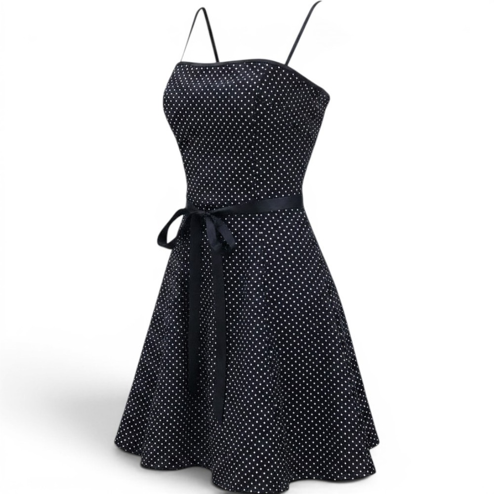 Vintage Y2K Retro Gunne Sax Polka Dot Edgy Dark Party Billy 90s Black Small